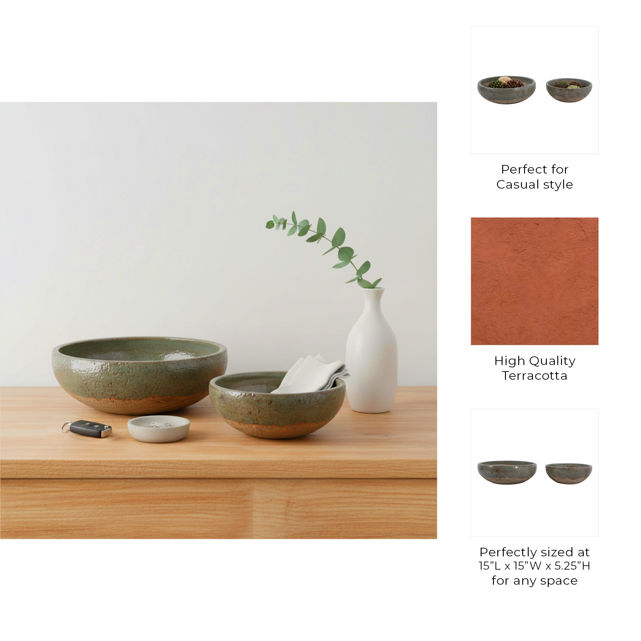 Danforthmill Set Of 2 Green Bowls 6 (In) - Image 2