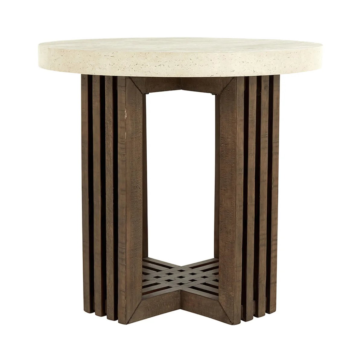 Aspen End Table - Antique White/Distressed Brown