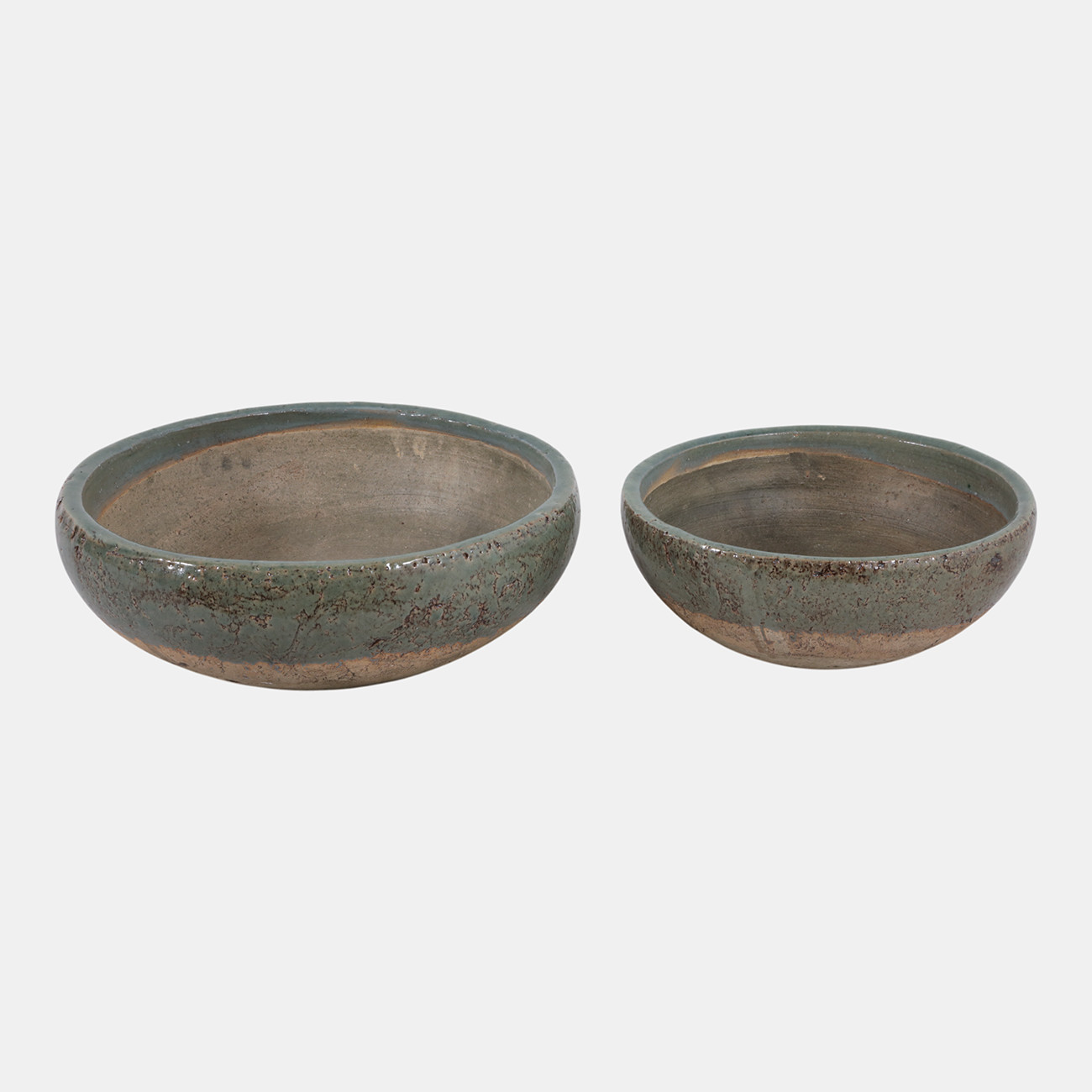 Danforthmill Set Of 2 Green Bowls 6 (In)