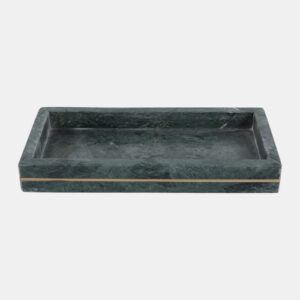 Marble Tray With Brass Inlay, Green